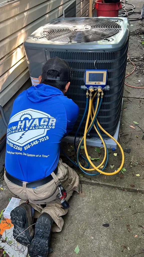 Complete residential HVAC system installation with indoor and outdoor units